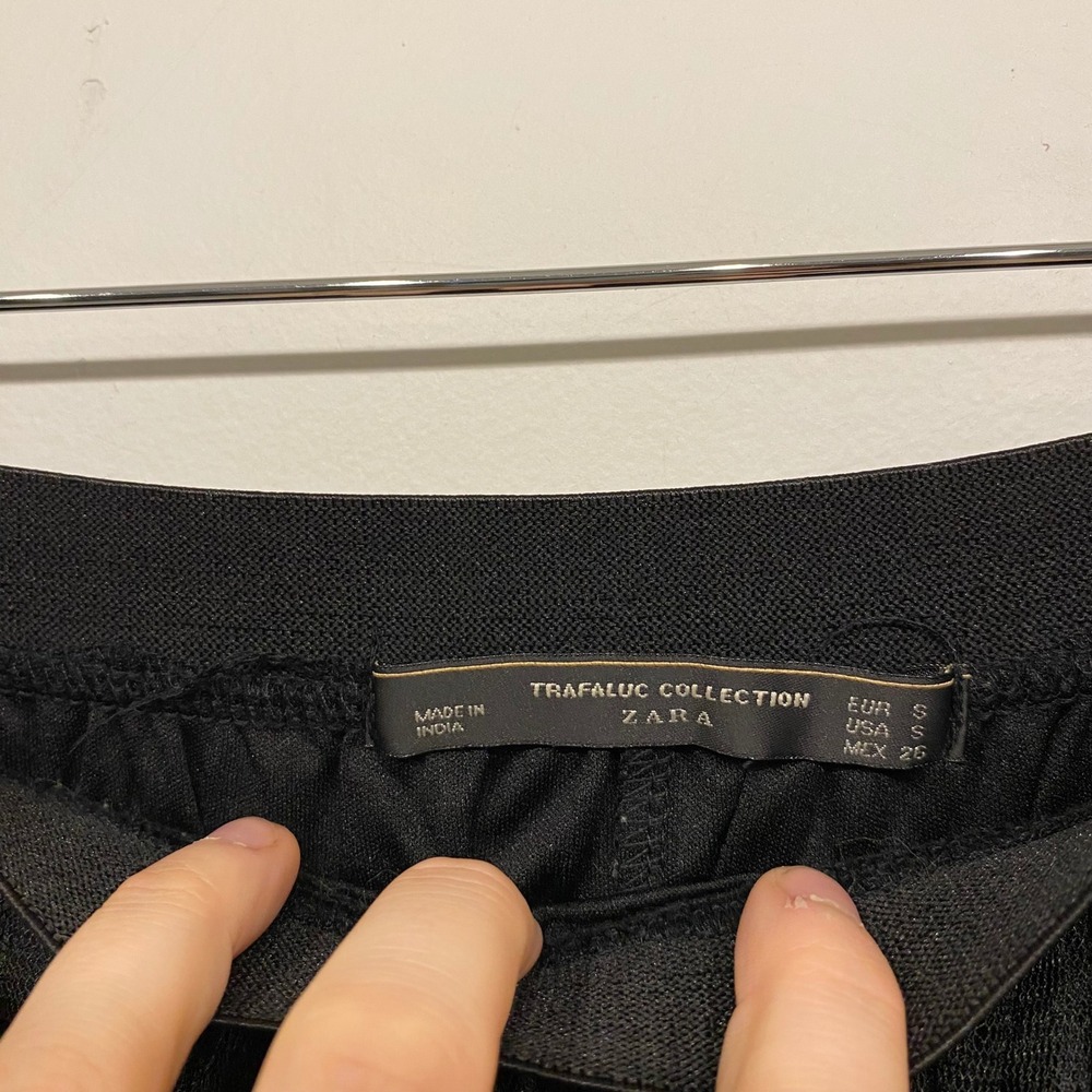 Zara Whimsygoth Black Tulle Point d'Esprit Midi Skirt Glitter Waistband Small - Picture 5 of 5